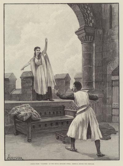 Scena da Ivanhoe, al Royal English Opera, Rebecca sfida il Templare da Amedee Forestier